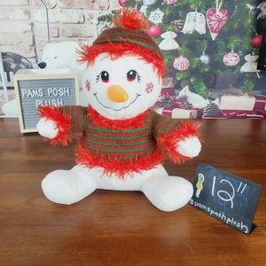 Snowman Plush 12" Sweater Frills Christmas Holiday NEN